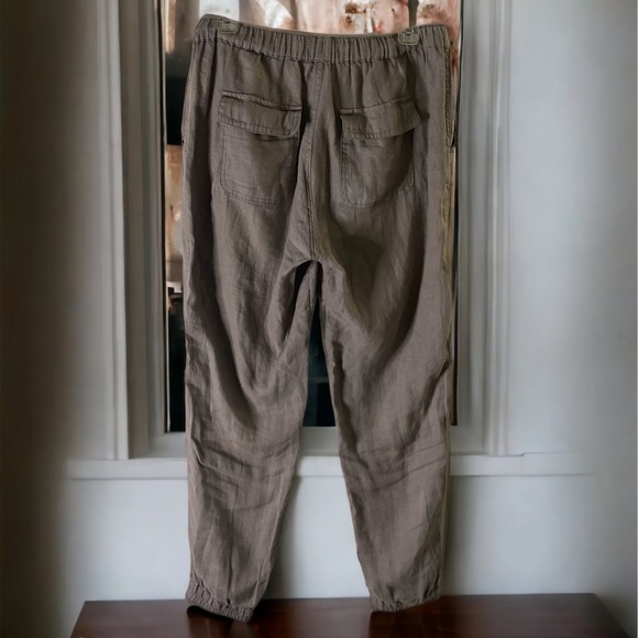 CYNTHIA ROWLEY Sz M Linen Tropics Gathered Ankle Drawstring Pants EUC - Picture 4 of 8